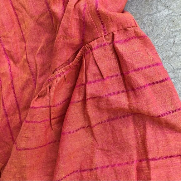 West Love Linen Top Jacket Dress Art To Wear Lagenlook Coral Orange S - Picture 5 of 6